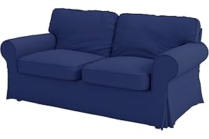 HomeTown Market Heavy Cotton Ektorp Sofa Cover Replacement is Made Compatible for Ektorp Sofa Cover, 3 Seat Loveseat Or Armchair Slipcover Replacement (Blue Ektorp Loveseat)