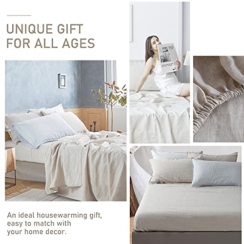 EVERLY Linen Queen Sheets Set, 100 Stonewashed French Linen Bed Sheets
