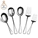 ChefGiant Serving Utensil Set 5-Piece 18/8 Stainless Steel Complete Regency Elegant Line Serveware Flatware Set - Spoons, Forks & Slotted Spoon - For Home & Commercial Use - Gift Boxed