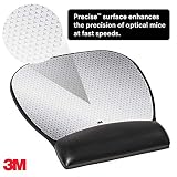 3M Precise Mouse Pad with Gel Wrist Rest, Soothing Gel Comfort with Durable, Easy to Clean Leatherette Cover, Optical Mouse Performance and Battery Saving Design, 9.2" x 8.7", Black (MW310LE)