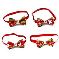 SANGAITIANFU 4 Pack Christmas Small Dog Pet Bow Dog Bow Tie Collar Adjustable Pet Beauty Jewelry Pet Bow Tie