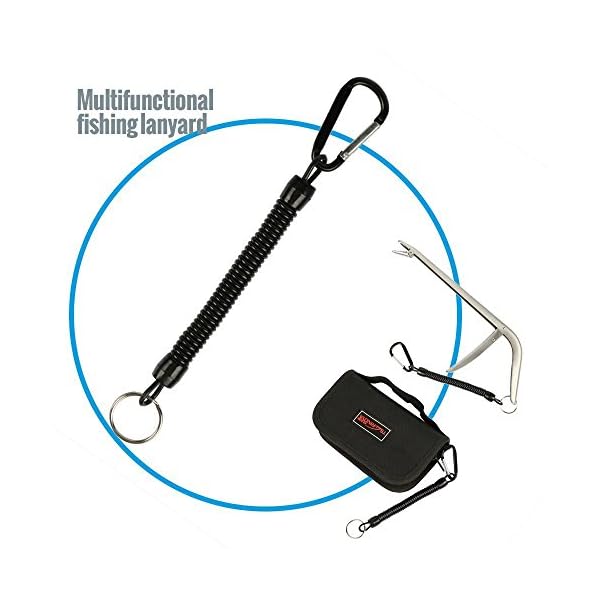 Shelure-Black-Fishing-Lanyard-Accessories-Plastic-Retractable-Coiled-Tether-with-Carabiner-for-Pliers-Lip-Grips-Tackle-Fish-Tools-Pack-of-8