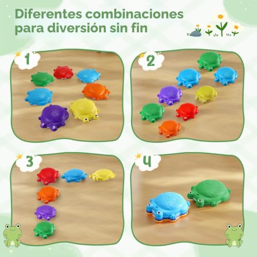 Jradse Frog March Stones for Children, 8 Pieces of Non-Slip Sensory Calculations, Indoor/Outdoor Motor Set 3-8 Years, Develops Motor Skills, Supports 120 kg