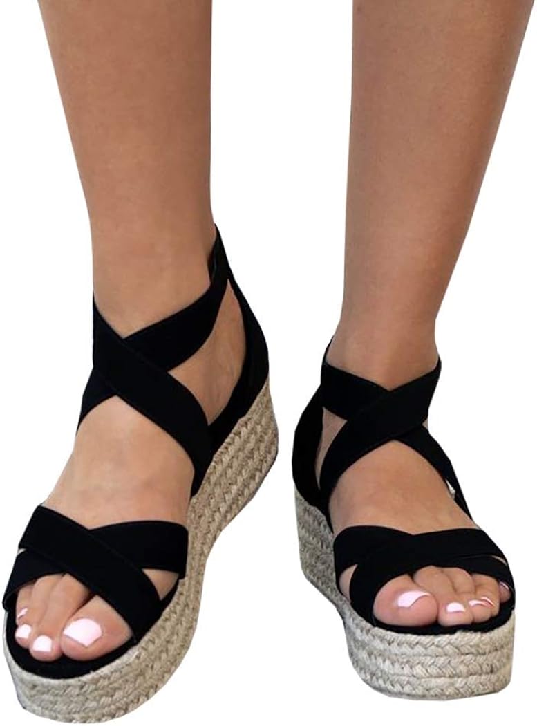 cross strap platform sandals