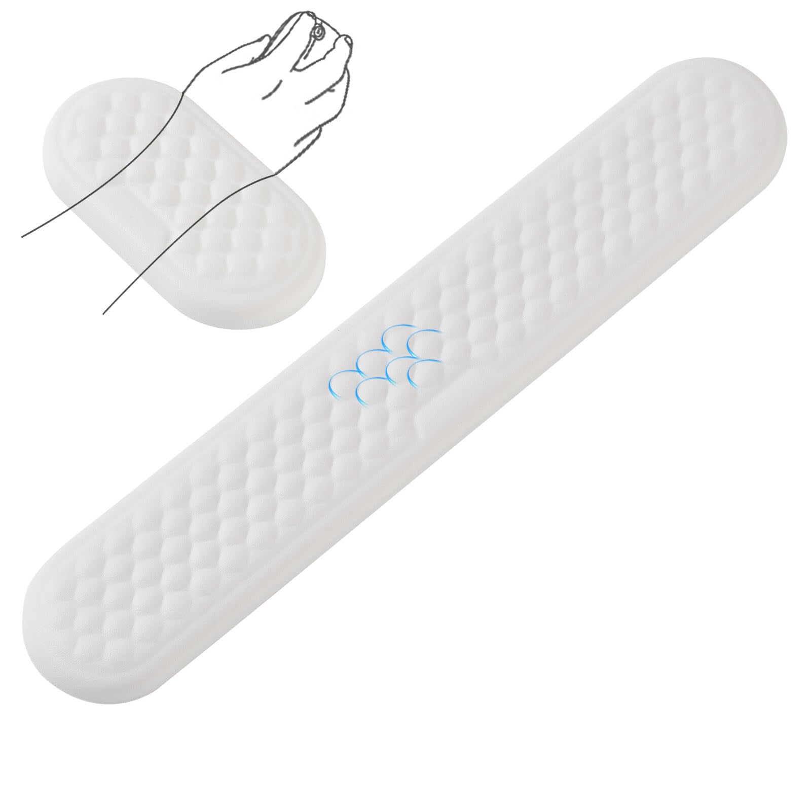 Keyboard Wrist Rest, EGOSKY Ergonomic Keyboard Pad with PU Leather and Memory Foam, Comfortable Computer Laptop Wrist Support, Keyboard Cushion for Typing Pain Relief (White)