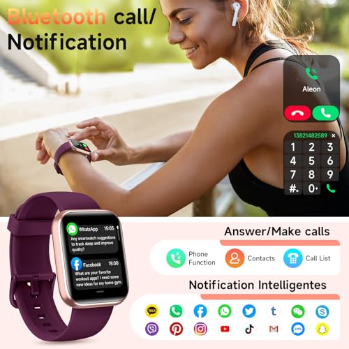Quican Smart Watch for Women (Calls/Messages/Notifications), 1.8" Ai Assistant Smart Watch for iPhone/Andriod, 3ATM Fitness Tracker Watch with Heart Rate/SpO2/Sleep Monitor, 120+ Sport Pedometer Watch