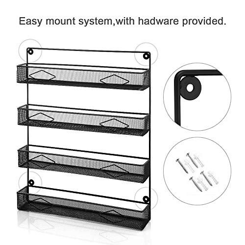 OAKOME 4 Tier Spice Rack - Large Wall Mounted Spice Racks Organizer with Free Screws for Home Kitchen