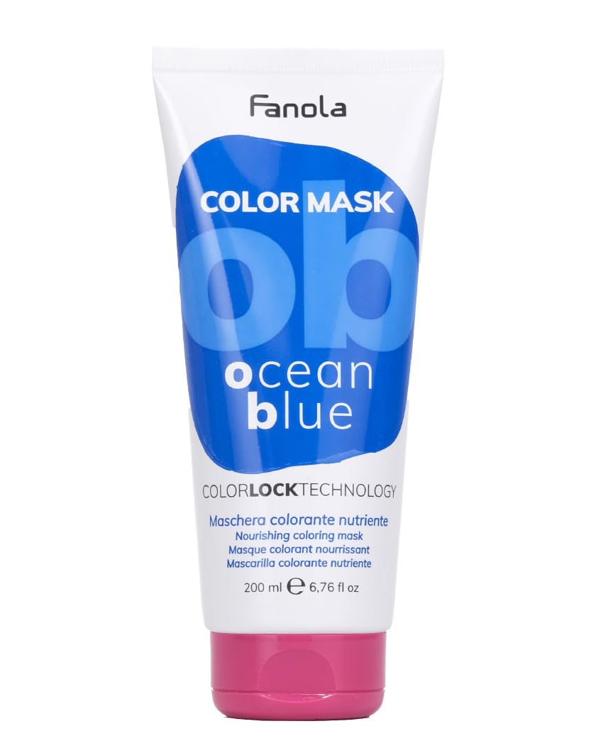 Fanola Nourishing Colour Mask, Nourishing and Conditioning Pigmented Hair Mask to Intensify Color and Temporarily Dye Hair, for Natural, Coloured and Bleached Hair, Ocean Blue Shade, 200ml