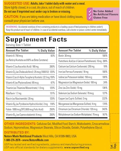 Nature Made Women's Multivitamin Tablets, 300 Count for Daily Nutritional Support