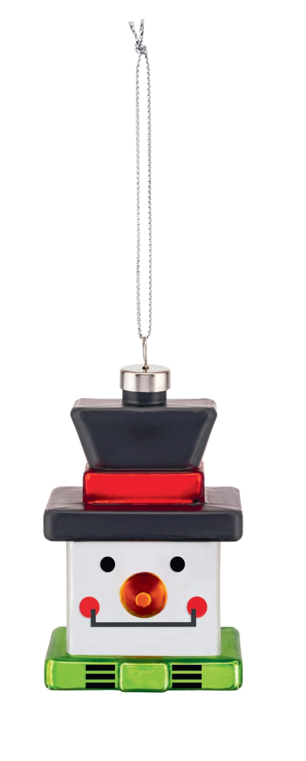 Alessi Snow Cube GJ02 3 - Vintage Design Christmas Decoration, Snowman Representation, in Blown Glass Hand-decorated, Multicolored