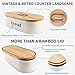 SveBake Metal Bread Box for Kitchen Counter Vintage & Retro Bread Bin with Bamboo Lid, Cream (Included a Free PDF Baking E-BOOK)