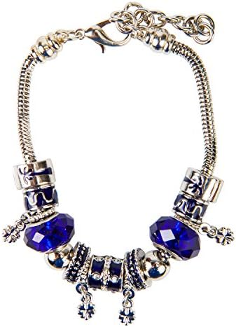 Zedora Stainless Steel Charm Bracelet - Navy Blue