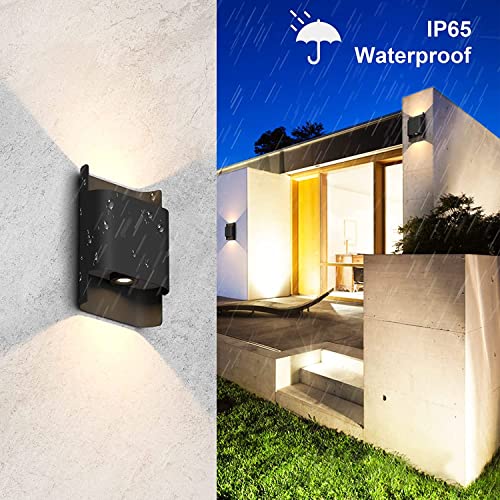 Klighten 2 x LED Wall Light 12W Outdoor Indoor IP65 Up Down Modern Aluminium Wall Lamp for Entrance Hallway Garden Hallway Warm White 3000K 700 Lumen Black