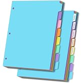 8-tabs 2 Set Binder Dividers with Tabs,Fit 8.5" X 11" Letter Size Plastic Index with Label,Color Dividers for 3 Ring Binder (Total 16 Pcs)