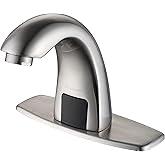 Charmingwater Touchless Bathroom Sink Faucet with Automatic Sensor, Motion Bathroom Faucet with Hole Cover Plate, Brushed Nickel