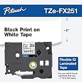 Brother Genuine P-touch TZE-FX251 Tape, 1" (0.94") Wide Flexible-ID Laminated Tape, Black on White, Best Suited for Wire Wrapping and Flagging, Water-Resistant, 0.94" x 26.2' (24mm x 8M), TZEFX251