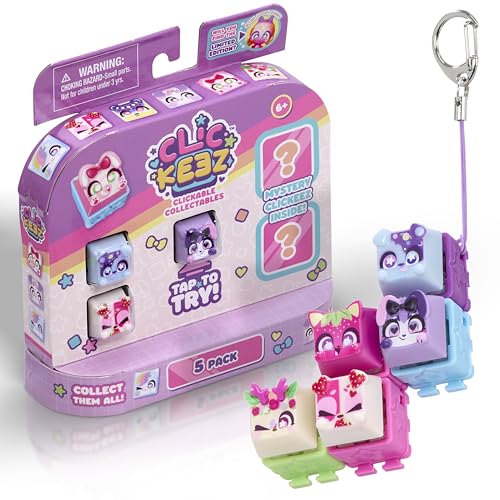 Clickeez 5-Pack | 5 Collectible Character Keyboard Keys Click and Clack | Create Your Own Keychain | Ages 6+