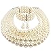 KOSMOS-LI Large Multi Layer Faux Pearl Strand Costume Jewelry Sets For Women