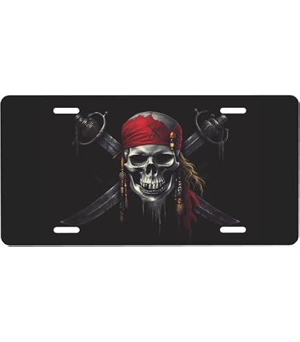 Funny Skull Skeleton Front License Plate - 6x12 Inch Aluminum Novelty Car Plate With 4 Holes - View #12
