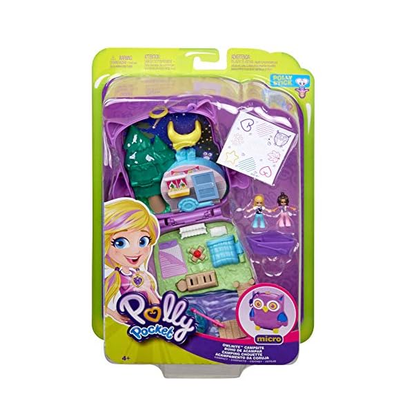 ​Polly Pocket Pocket World Owlnite Campsite Compact with Fun Reveals, Micro Polly and Shani Dolls, Boat and Sticker…
