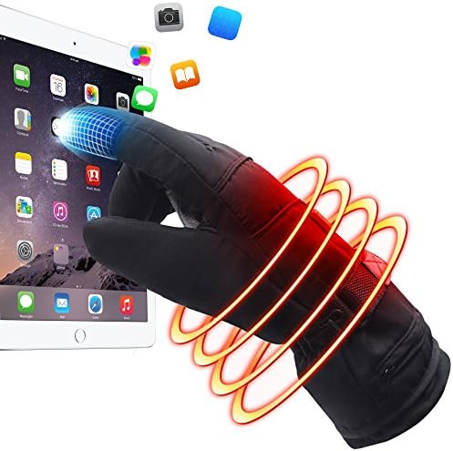 Unisex Touchscreen Texting Rechargeable Battery Heated Gloves Kit, Waterproof Winter Warm Thermal Gloves for Outdoor Camping Hiking Hunting, 3.7V (Button type)