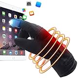 Rabbitroom Unisex Touchscreen Texting Rechargeable Battery Heated Gloves Kit, Waterproof Winter Warm Thermal Gloves for Outdoor Camping Hiking Hunting, 3.7V (Button Type)