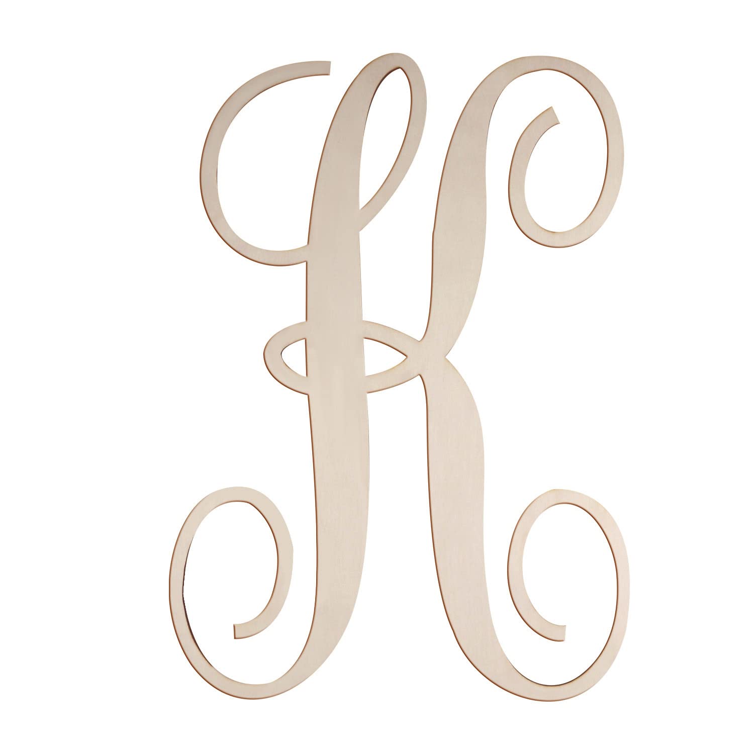 Cursive Wooden Letters K for Wall Decor 14 Inch Large Wooden Letters Unfinished Monogram Wood Letter Crafts Alphabet Sign Cutouts for DIY Painting Door Hanger (K)