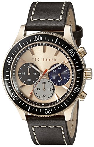 Ted Baker Men's TE1125 Rose Gold-Tone Stainless Steel Watch with Brown Leather Band