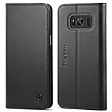 Galaxy S8 Plus Case, SHIELDON Genuine Leather Galaxy S8 Plus Wallet Case with Foldable Cover ID Card Slots and Kickstand Feature without Magnet for Samsung Galaxy S8 Plus - Black