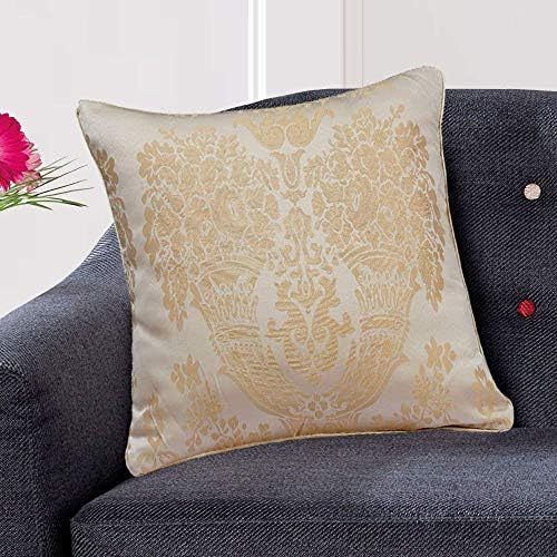 Bourn Luxury Jacquard 18 x 18 Cushion Cover Damask Pattern 45 X 45 CM (Sandra Cream, 18" X 18" Cushion Cover Only)