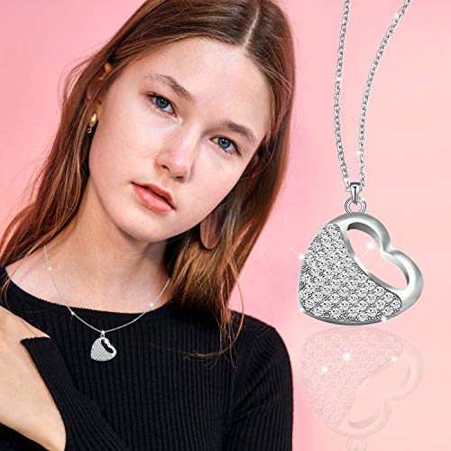 BEILIN 925 Sterling Silver Cremation Keepsake Ash Memorial Jewelry Urn Necklace for Ashes (Heart)