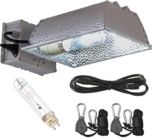 Hydro Plus CMH 315W Grow Light Fixture Kit 120/240V Ballast Enclosed Reflector w/ 4200K Full Spectrum Bulb & Light Hangers High Reflectivity Combo for Hydroponic Indoor Growing System