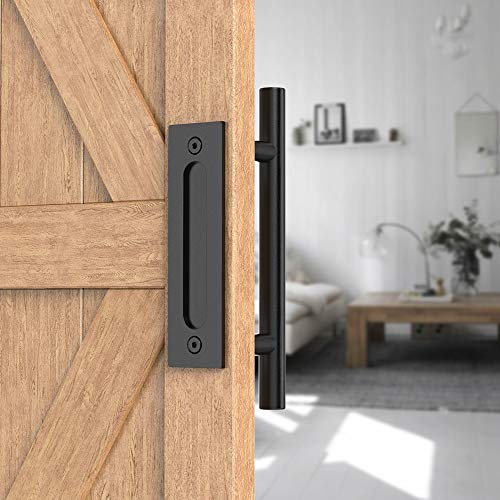 Homlux Heavy Duty 12" Pull and Flush Sliding Barn Door Handle Set with