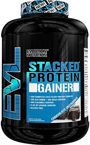 Evlution Nutrition Stacked Protein Gainer, Weight Gainer 7lb Protein Chocolate Decadence