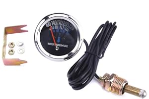 DYNO RACING 2'' inch 52mm Pointer Electrical Mechanical Car Water Temp Temperature Gauge Celsius & Fahrenheit Black Face Meter with Sensor 1/8NPT
