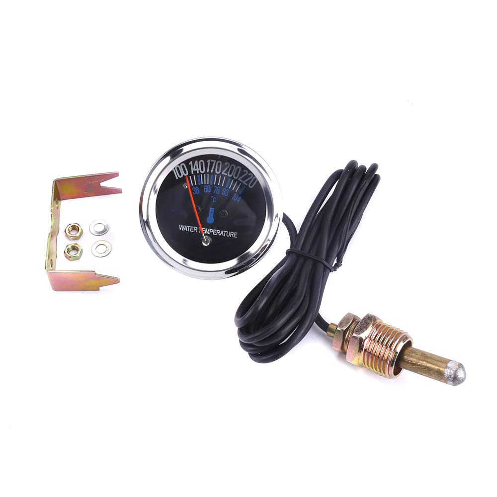 Photo 1 of 2'' inch 52mm Pointer Electrical Mechanical Car Water Temp Temperature Gauge Celsius & Fahrenheit Black Face Meter with Sensor 1/8NPT
