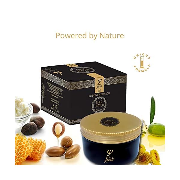 Fysio Organic Shea Butter Natural Body Moisturiser with Olive Oil, Beeswax, Argan Oil 250ml