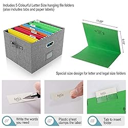 JSungo File Box with 5 Hanging Filing