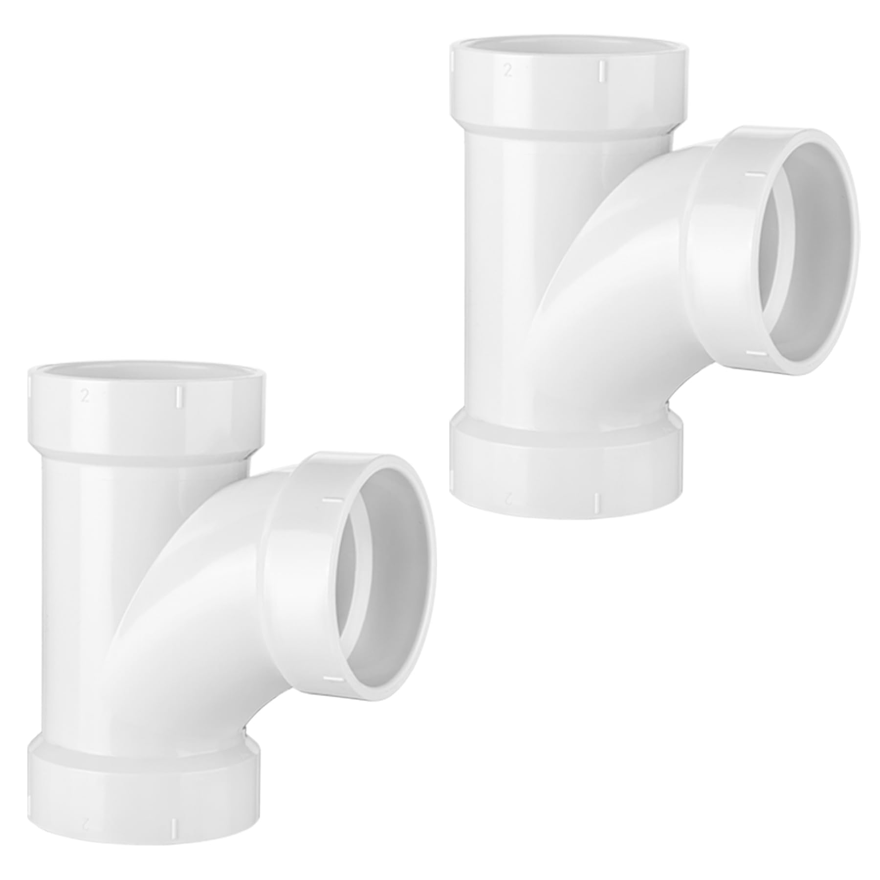 Photo 1 of (2" PVC Tee, 2 Pack) Asterbacks 2 inch PVC Tee T Schedule 40 White Pipe Fittings Connectors PPT-753(2 PCS)