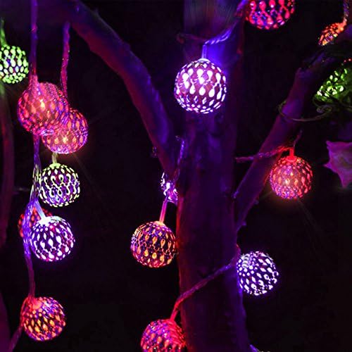 Solar String Lights Moroccan Ball Multicolor 10LED Globe Fairy String Lights Solar Powered Orb Lantern Christmas Lighting for Outdoor Garden, Yard, Patio, Xmas Tree Party Home Decoration ( Multicolor)