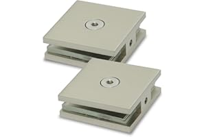 CKB Brass Glass Clamp for 5/16"-3/8" (8mm-10mm) Glass, Brushed Nickel, 2"*2"(50mm*50mm) U-Clamp for Shower Door Mount. 2 Packs