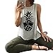 Women Casual Sleeveless Crops Tank Tops Printing Tee Shirt Grey Blouse Medium