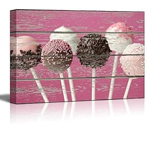 Canvas Wall Art - Lollypops on Vintage Wood Textured Background - Rustic Country Style Modern Giclee Print Gallery Wrap Home Art Ready to Hang - 12" x 18"