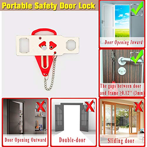 Portable Door Lock, Extra Locks for Additional Safety, AntiTheft Door