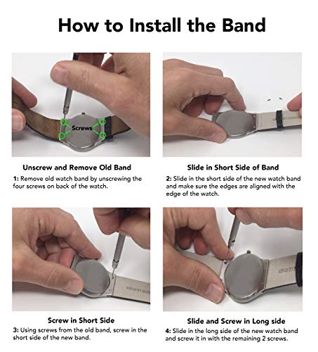 Screw Fit, Leather Replacement Watch Band for Skagen Watch Band Strap, Attaches with Screws, 5 Colors, 12mm, 14mm, 16mm 18mm, 20mm, 22mm, 24mm, 26mm, 28mm, 30mm, 31mm