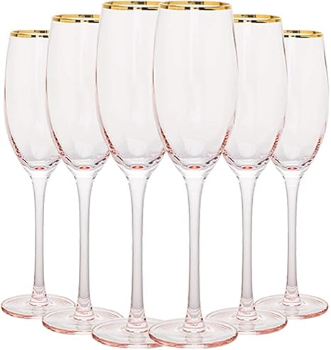 Amazon 手作りプノンペンクラフトシャンパングラスセット 家庭用ピンククリスタルグラスゴブレット 2mlワイングラスセット Color Pink Size 8 23cm 6 ワイングラス オンライン通販
