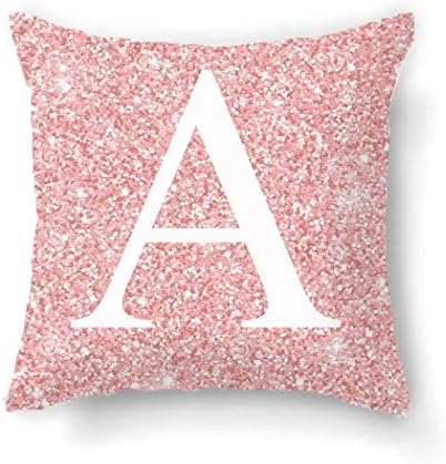 kaimus Household Pink Letter Pattern Pillowcase Alphabet Cushion Case Pillowcases