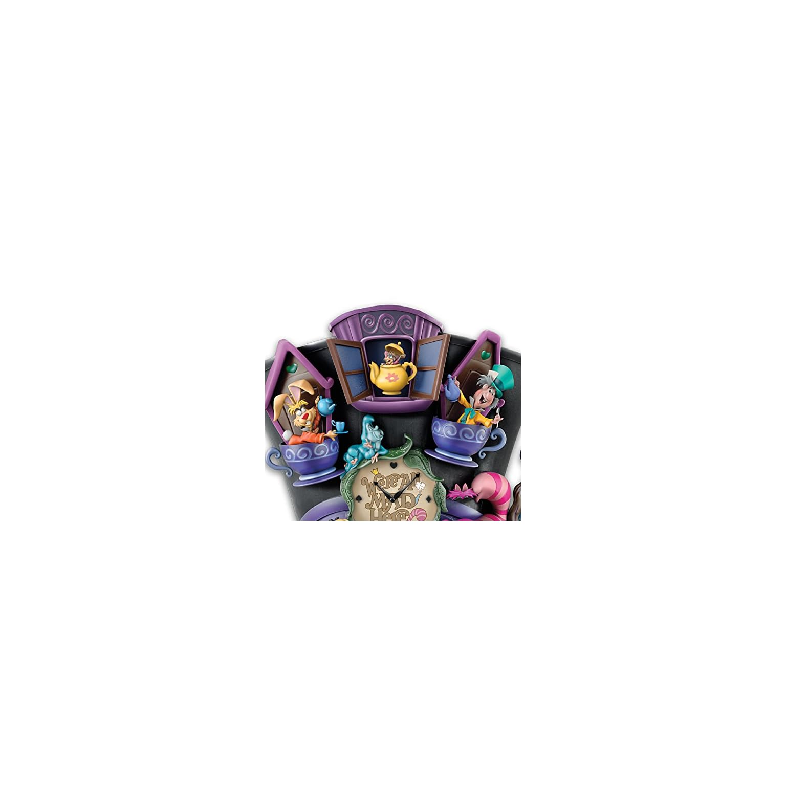 The Bradford Exchange Disney Alice in Wonderland Mad Hatter Light Up Cuckoo Clock Alicein