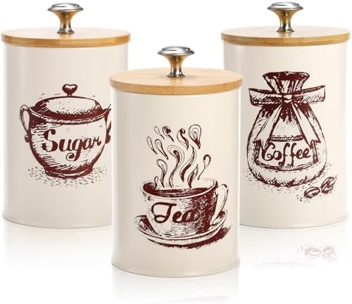 Youeon Canister Sets for Kitchen Counter, Coffee Sugar Tea