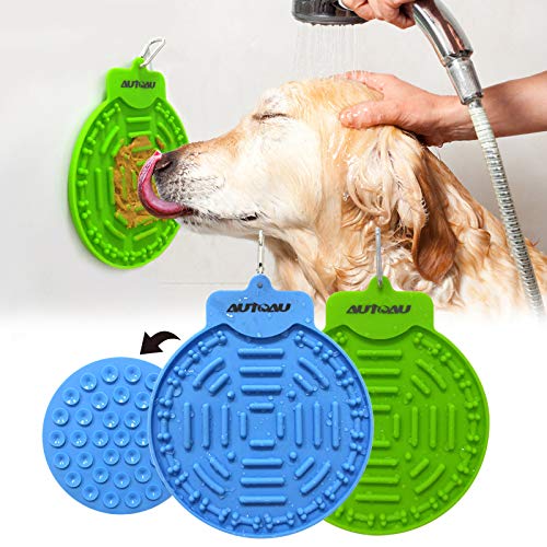 Autoau Dog Bath Lick Mat Powerful Suctions to Wall Dog Bathing